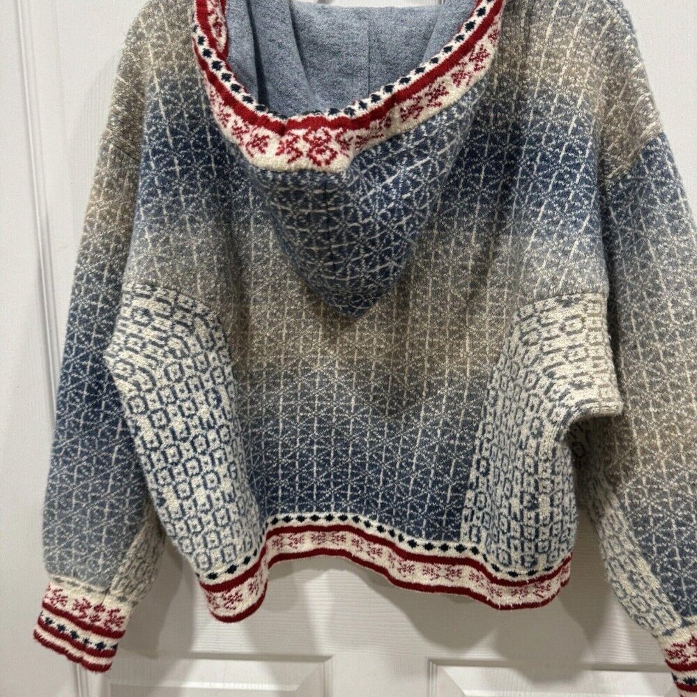 Anthropologie Abstract Hoody‎ Size Small S Blue Pullover Tassel Sweater - Picture 10 of 11